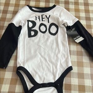 NWT Okie Dokie Black and White Halloween Bodysuit